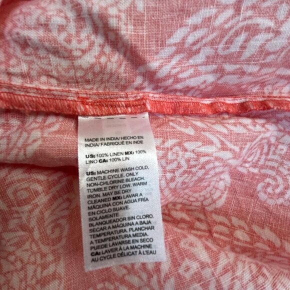 Chico's Womens Red White Paisley Print Linen Short Sleeve Shirt Dress Size 1 - Picture 5 of 9